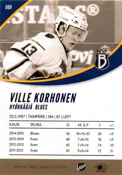 2015-16 Cardset Finland #008 Ville Korhonen Back