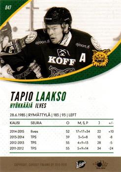 2015-16 Cardset Finland #047 Tapio Laakso Back