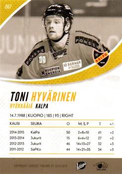 2015-16 Cardset Finland #067 Toni Hyvärinen Back