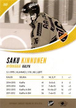 2015-16 Cardset Finland #068 Saku Kinnunen Back