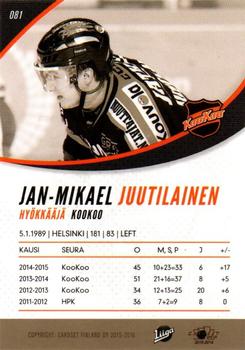 2015-16 Cardset Finland #081 Jan-Mikael Juutilainen Back