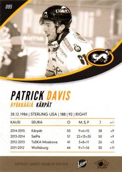 2015-16 Cardset Finland #095 Patrick Davis Back