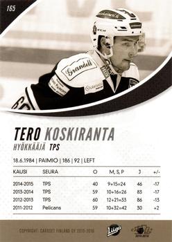 2015-16 Cardset Finland #165 Tero Koskiranta Back
