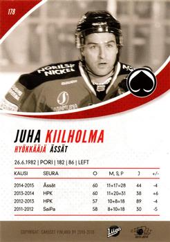 2015-16 Cardset Finland #178 Juha Kiilholma Back