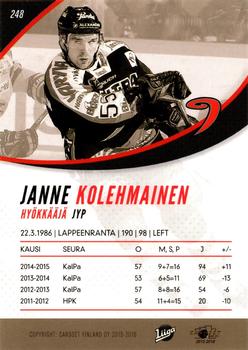 2015-16 Cardset Finland #248 Janne Kolehmainen Back