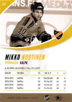 2015-16 Cardset Finland #257 Mikko Nuutinen Back
