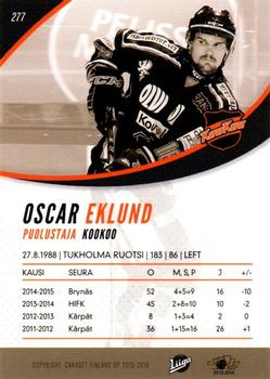 2015-16 Cardset Finland #277 Oscar Eklund Back