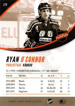 2015-16 Cardset Finland #278 Ryan O'Connor Back