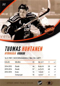 2015-16 Cardset Finland #282 Tuomas Huhtanen Back