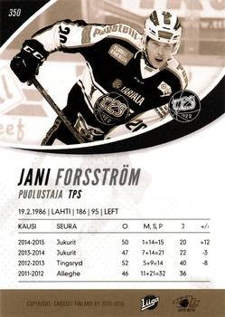2015-16 Cardset Finland #350 Jani Forsström Back