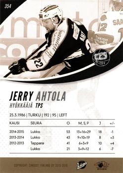 2015-16 Cardset Finland #354 Jerry Ahtola Back