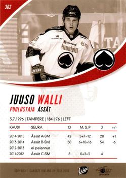 2015-16 Cardset Finland #362 Juuso Walli Back