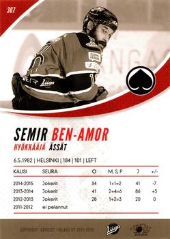 2015-16 Cardset Finland #367 Semir Ben-Amor Back