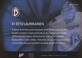 2015-16 Cardset Finland - Guarding the Net #GTN-1 Eetu Laurikainen Back