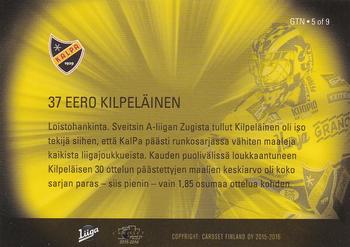 2015-16 Cardset Finland - Guarding the Net #GTN-5 Eero Kilpeläinen Back