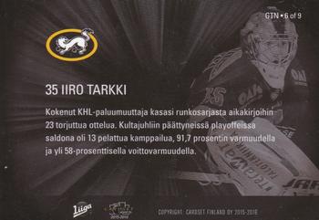 2015-16 Cardset Finland - Guarding the Net #GTN-6 Iiro Tarkki Back