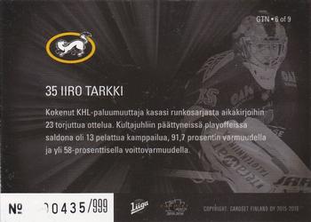 2015-16 Cardset Finland - Guarding the Net Special Edition #GTN-6 Iiro Tarkki Back