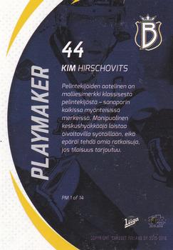 2015-16 Cardset Finland - Playmakers #PM1 Kim Hirschovits Back