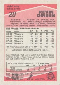 1989-90 O-Pee-Chee - Tembec Test White Backs #20 Kevin Dineen Back