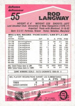 1989-90 O-Pee-Chee - Tembec Test White Backs #55 Rod Langway Back