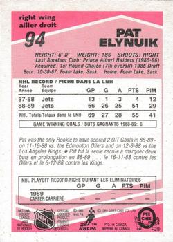 1989-90 O-Pee-Chee - Tembec Test White Backs #94 Pat Elynuik Back