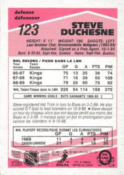 1989-90 O-Pee-Chee - Tembec Test White Backs #123 Steve Duchesne Back