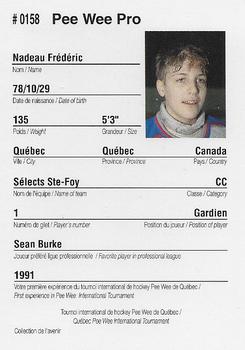 1992 Quebec International Pee-Wee Tournament #0158 Frederic Nadeau Back
