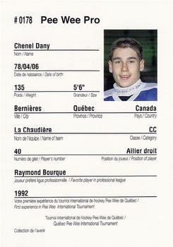 1992 Quebec International Pee-Wee Tournament #0178 Dany Chenel Back
