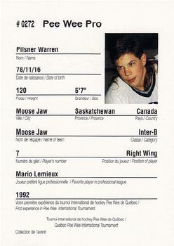 1992 Quebec International Pee-Wee Tournament #0272 Warren Pilsner Back
