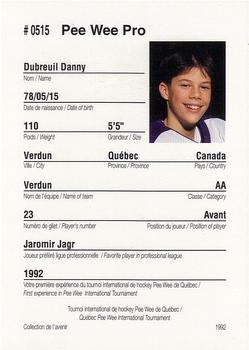 1992 Quebec International Pee-Wee Tournament #0515 Danny Dubreuil Back