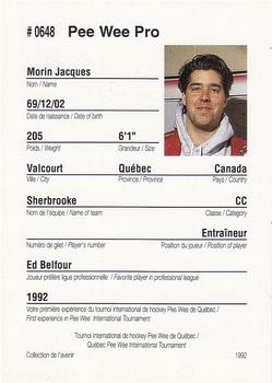 1992 Quebec International Pee-Wee Tournament #0648 Jacques Morin Back