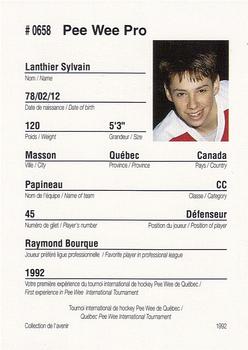 1992 Quebec International Pee-Wee Tournament #0658 Sylvain Lanthier Back