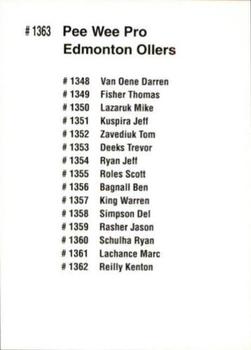 1992 Quebec International Pee-Wee Tournament #1363 Edmonton Oilers Back