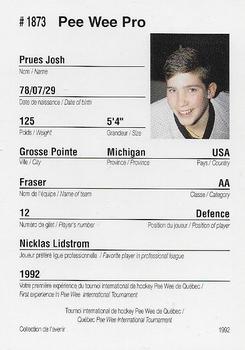 1992 Quebec International Pee-Wee Tournament #1873 Josh Prues Back