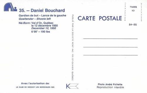 1984-85 Quebec Nordiques Postcards #NNO Dan Bouchard Back
