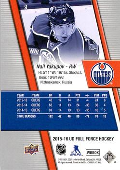 2015-16 Upper Deck Full Force #9 Nail Yakupov Back