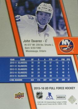 2015-16 Upper Deck Full Force #2 John Tavares Back