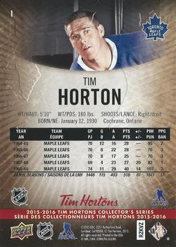 2015-16 Upper Deck Tim Hortons #1 Tim Horton Back