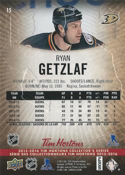 2015-16 Upper Deck Tim Hortons #15 Ryan Getzlaf Back