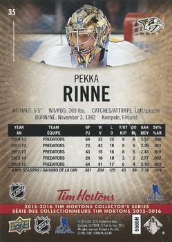 2015-16 Upper Deck Tim Hortons #35 Pekka Rinne Back