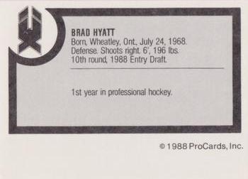 1988-89 ProCards New Haven Nighthawks (AHL) #NNO Brad Hyatt Back