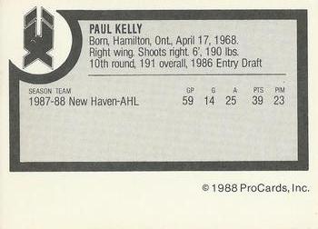 1988-89 ProCards New Haven Nighthawks (AHL) #NNO Paul Kelly Back