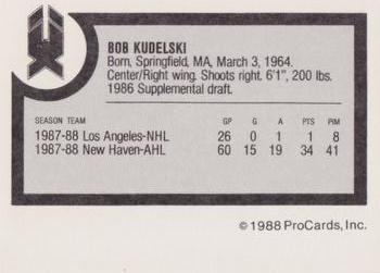 1988-89 ProCards New Haven Nighthawks (AHL) #NNO Bob Kudelski Back