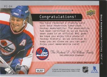 2015-16 Upper Deck - A Piece Of History 1000 Point Club #PC-DH Dale Hawerchuk Back