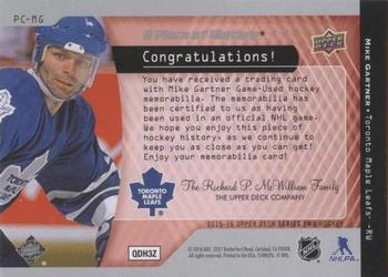 2015-16 Upper Deck - A Piece Of History 1000 Point Club #PC-MG Mike Gartner Back