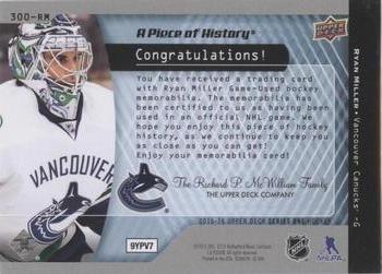2015-16 Upper Deck - A Piece of History 300 Win Club #300-RM Ryan Miller Back