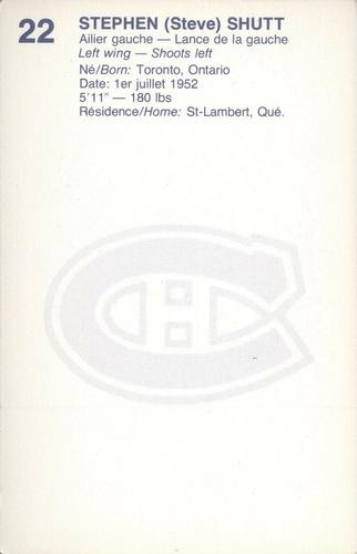 1982-83 Montreal Canadiens Postcards #NNO Steve Shutt Back