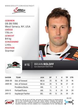 2012-13 Playercards (DEL) #DEL-014 Brian Roloff Back