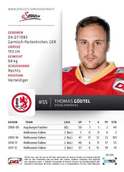 2012-13 Playercards (DEL) #DEL-050 Thomas Godtel Back