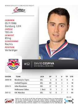 2012-13 Playercards (DEL) #DEL-226 David Cespiva Back